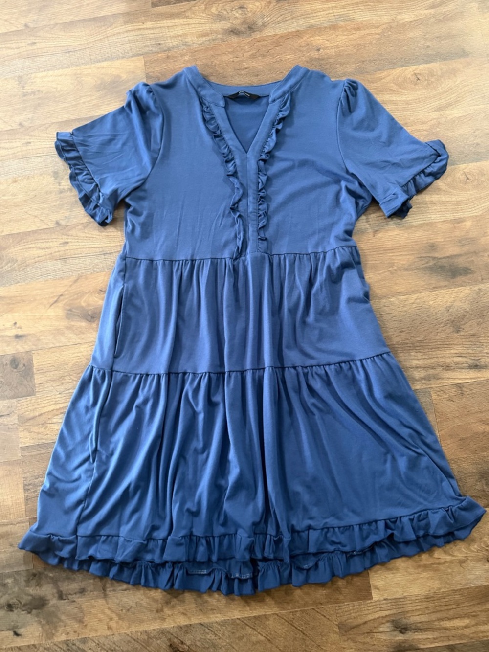 Womens Royal Blue Ruffle Tiered Dress Medium